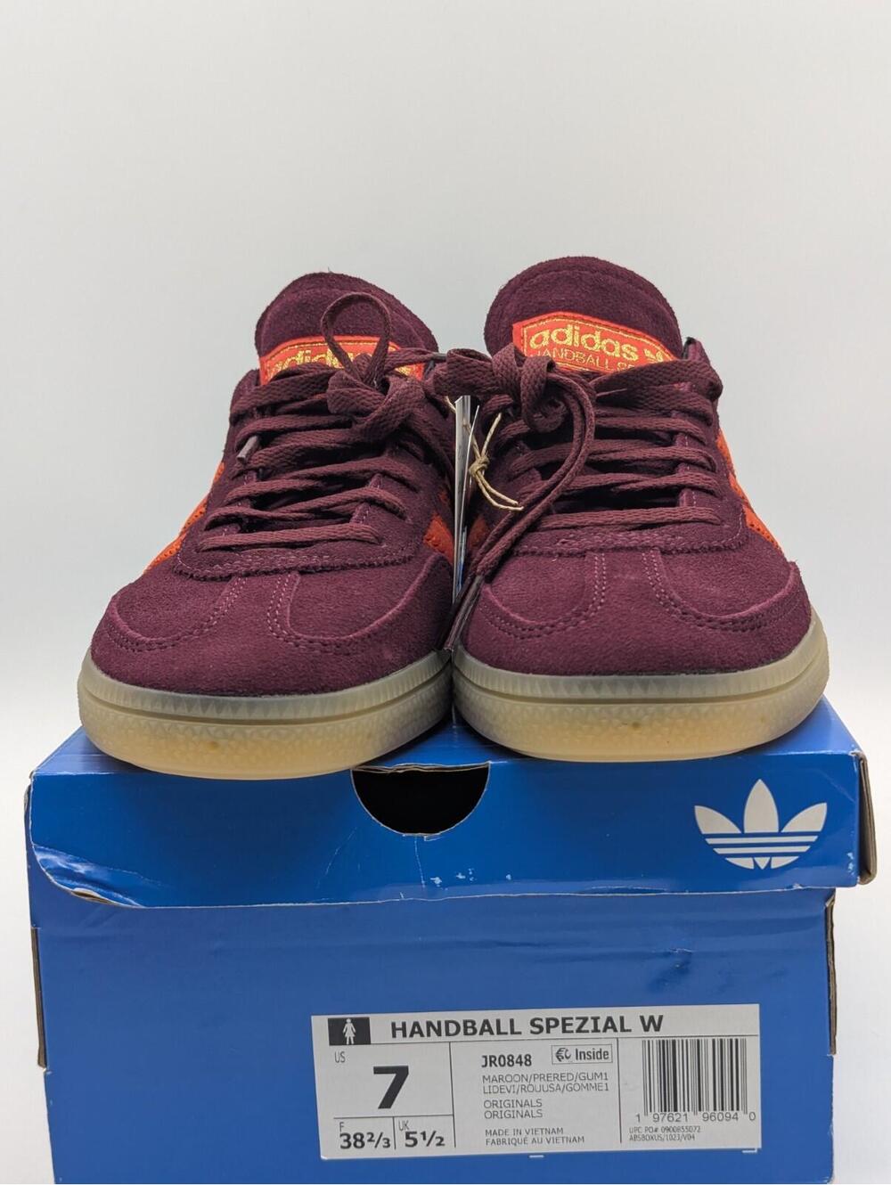 Adidas Handball Spezial W Maroon Red Orange JR0848 Women's Size 7 / Kids 6Y New - Picture 2 of 8